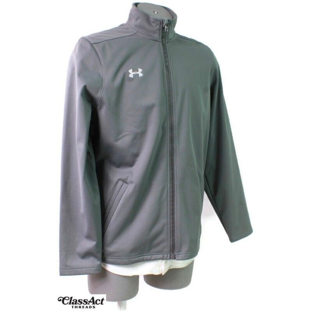 Under Armour Loose Coldgear Gray Jacket Mens Zipper Mock Neck Paris Casino Sz L